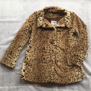 Leopard print faux fur coat size S